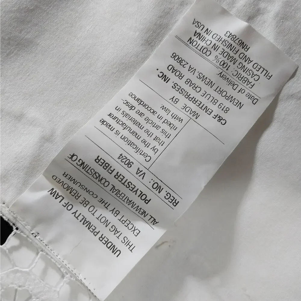EXQUISITE CROCHET LACE & CUTWORK WHITE COTTON SQUARE EURO PILLOW SHAMS, PAIR-2!